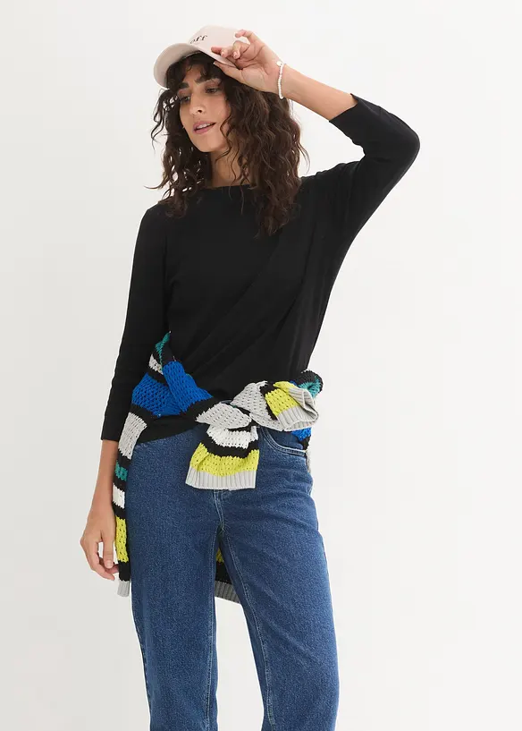 L&aring;ng&auml;rmad topp i ren ekologisk bomull, bonprix