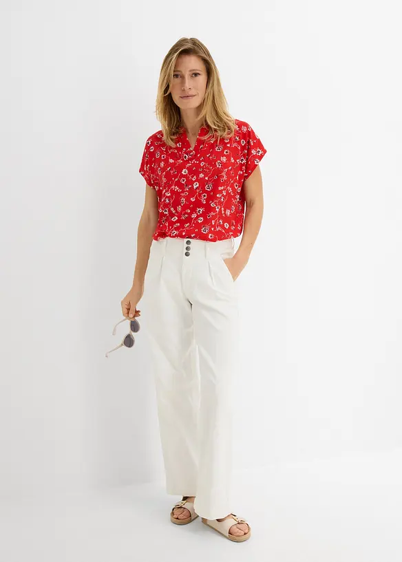 Wide Leg Jeans High Waist, med bekv&auml;m midja, bonprix