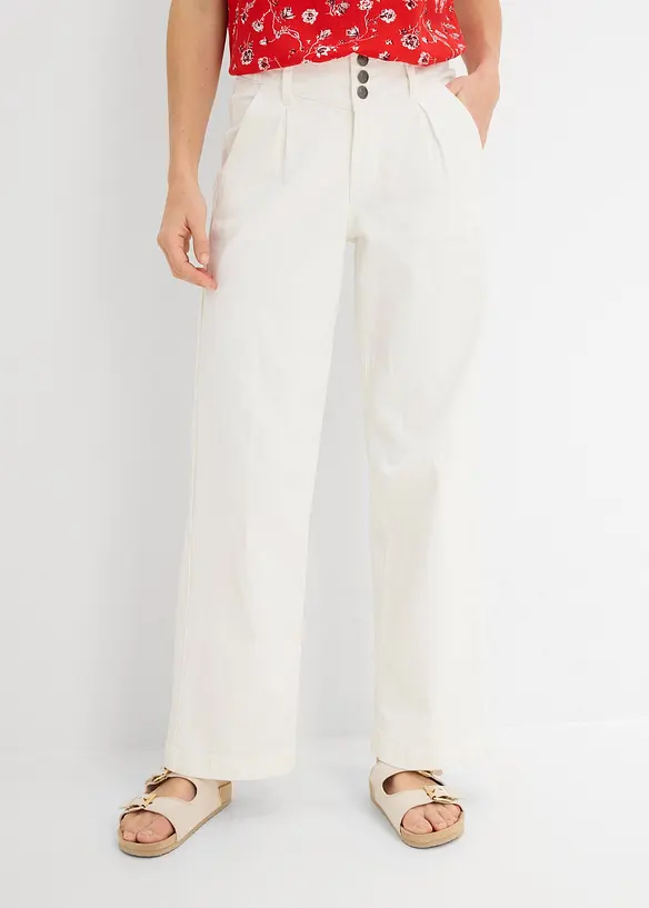 Wide Leg Jeans High Waist, med bekv&auml;m midja, bonprix