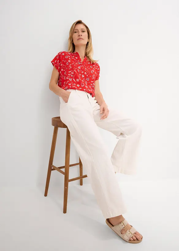 Wide Leg Jeans High Waist, med bekv&auml;m midja, bonprix