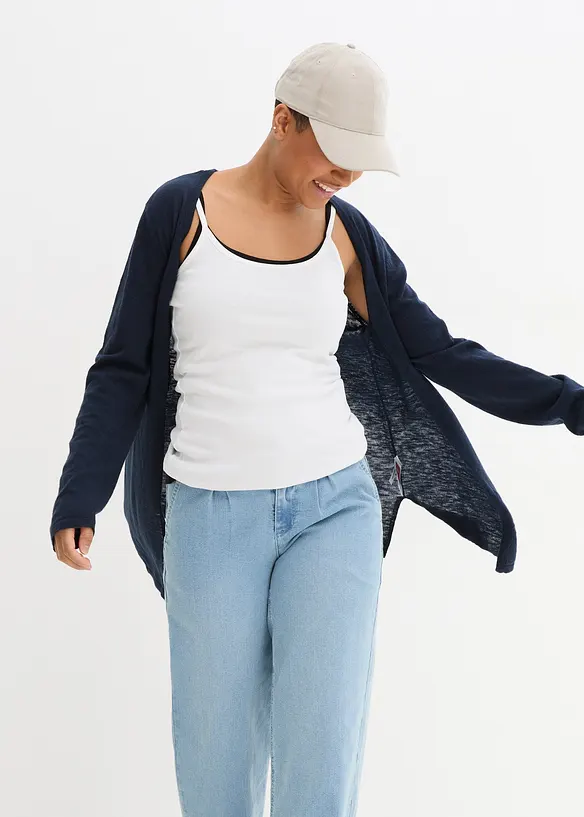 Cardigan i slubgarn av bomull, bonprix