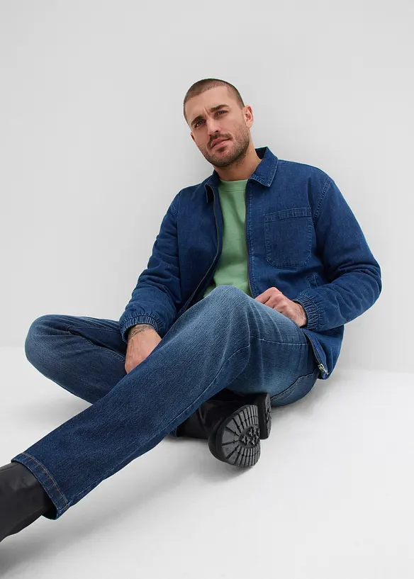 Regular Fit Stretch Jeans med res&aring;rmidja, Straight (2-pack), bonprix