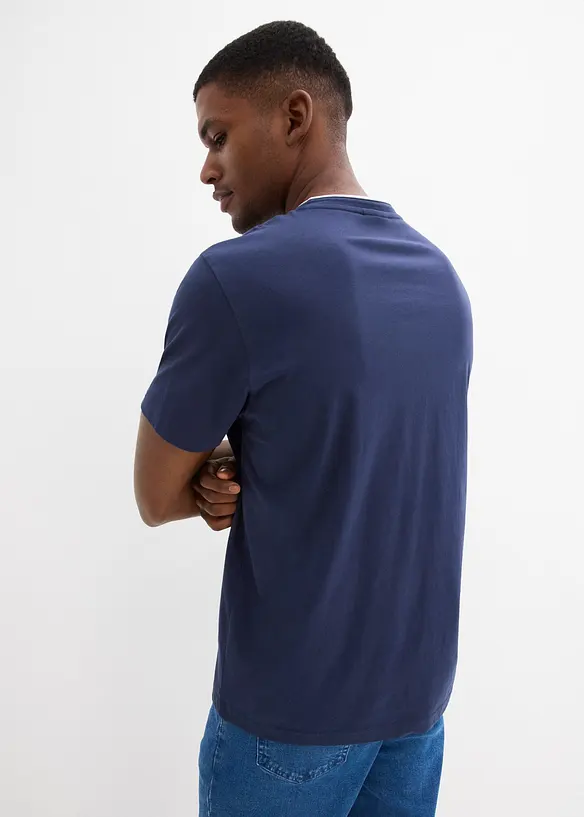 T-shirt i ekologisk bomull med kort knappsl&aring;, bonprix