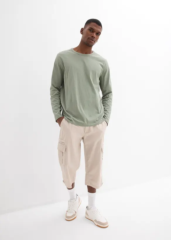 L&aring;nga cargoshorts av ren bomull, normal passform, bonprix