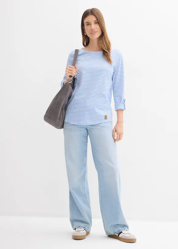 L&aring;ng&auml;rmad topp i ren bomull, bonprix