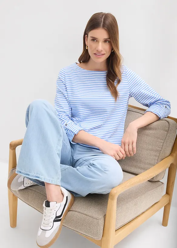 L&aring;ng&auml;rmad topp i ren bomull, bonprix