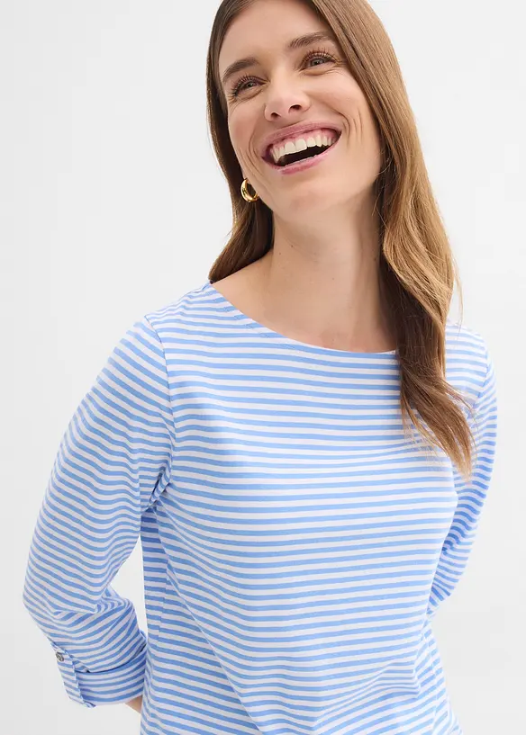 L&aring;ng&auml;rmad topp i ren bomull, bonprix