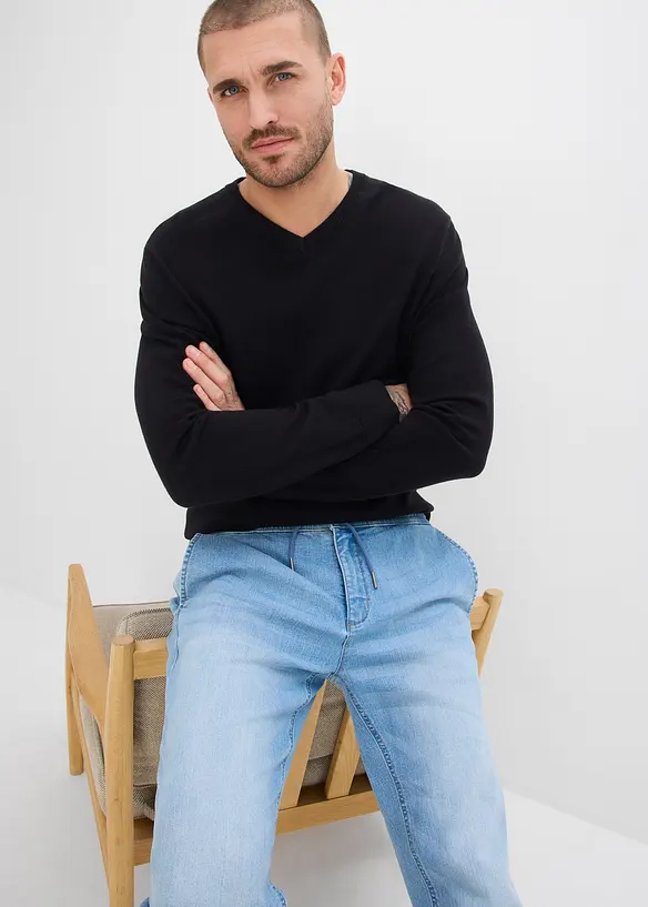 Tunna dra p&aring;-jeans med res&aring;rmidja, Regular Fit, Straight,, bonprix