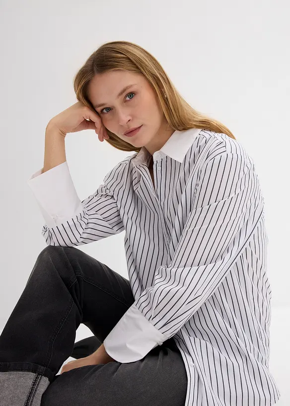 Skjorta i oversizemodell av bomull, bonprix