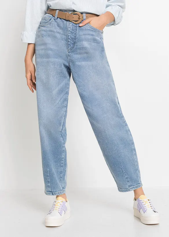 Barrel Jeans, High Waist, ekologisk bomull, bonprix