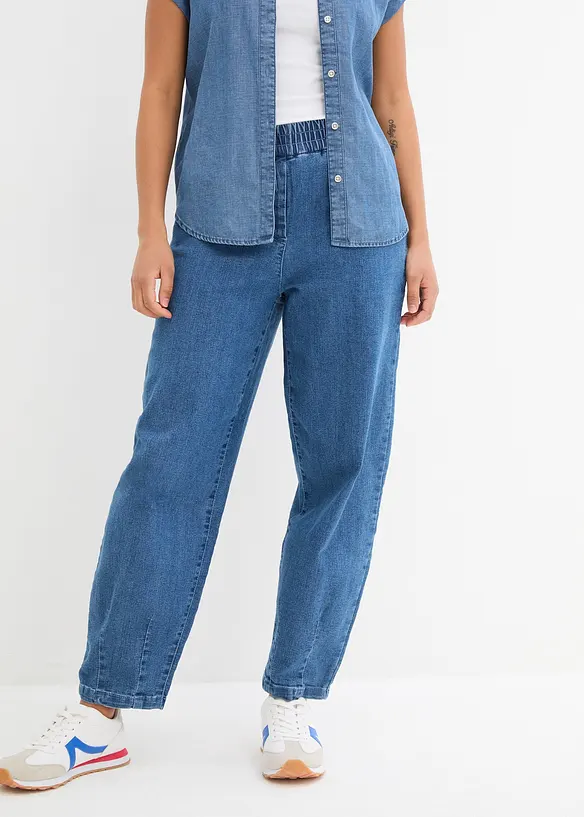 Mom Jeans High Waist, med bekv&auml;m midja, bonprix
