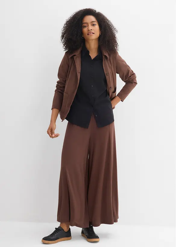 Stretchblus i bomullsmix, kort&auml;rmad, bonprix