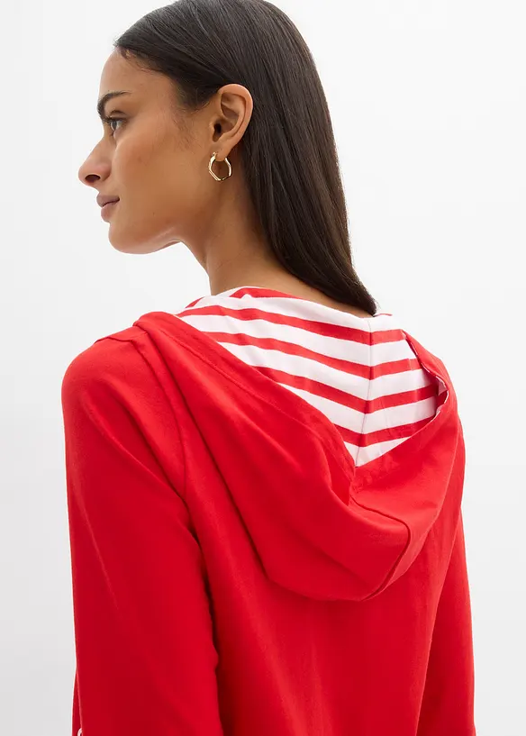 Bomullstopp med luva och 3/4-&auml;rm, bonprix