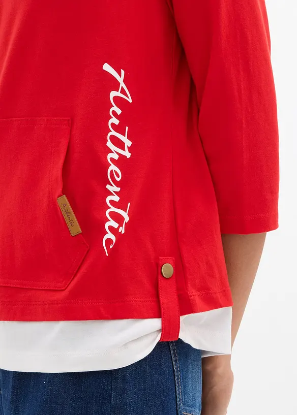 Bomullstopp med luva och 3/4-&auml;rm, bonprix