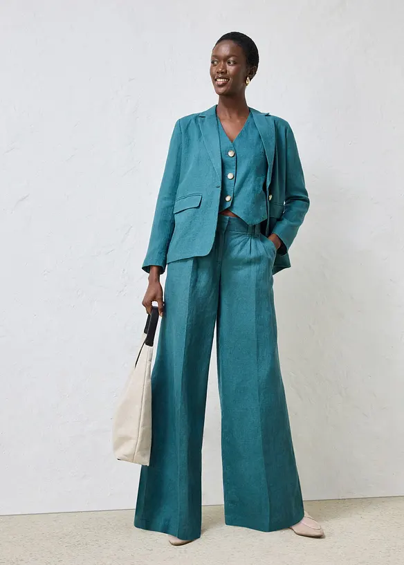 Linnebyxa med gubbveck, bonprix