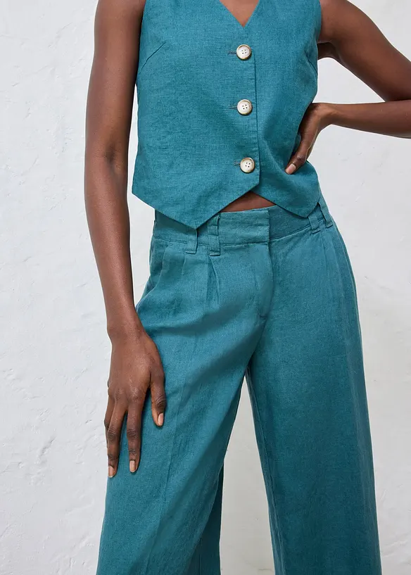 Linnebyxa med gubbveck, bonprix