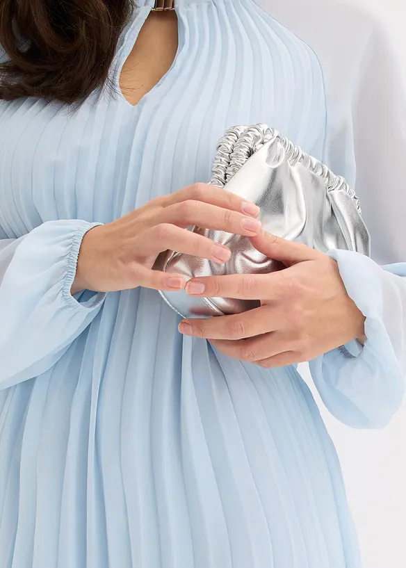 Minikl&auml;nning av tunn chiffong med pliss&eacute;ringar, bonprix