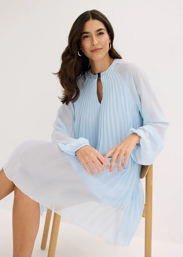 Minikl&auml;nning av tunn chiffong med pliss&eacute;ringar, bonprix