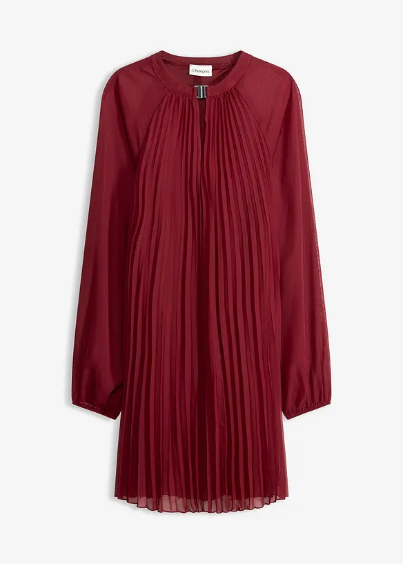 Minikl&auml;nning av tunn chiffong med pliss&eacute;ringar, bonprix