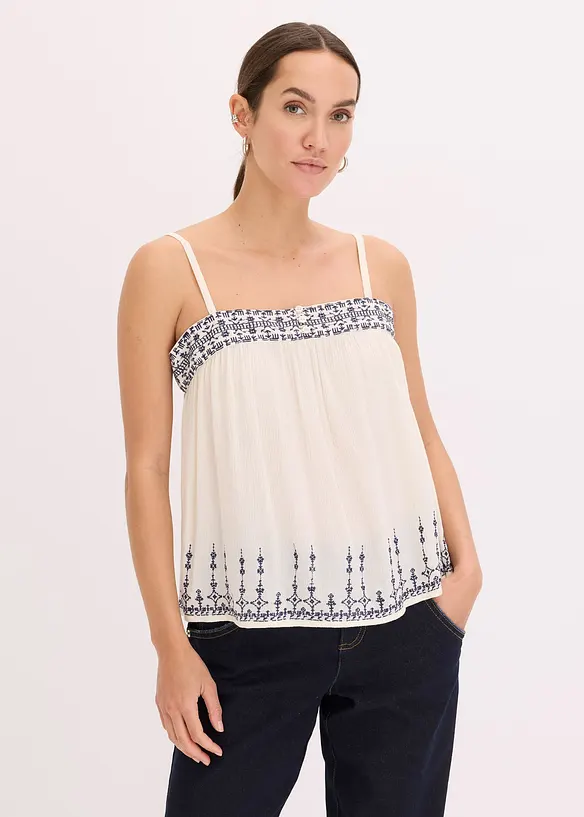 Linne med broderi, bonprix