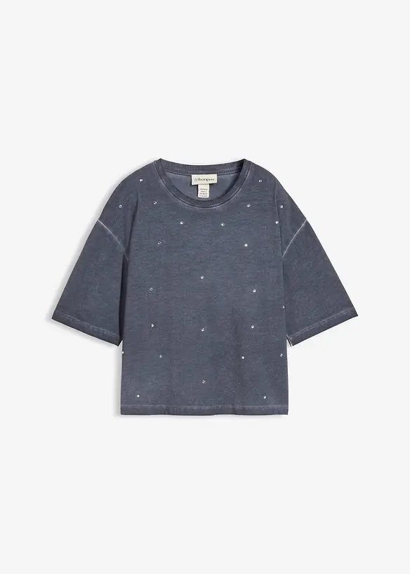 T-shirt i bomull med glitterstenar, bonprix