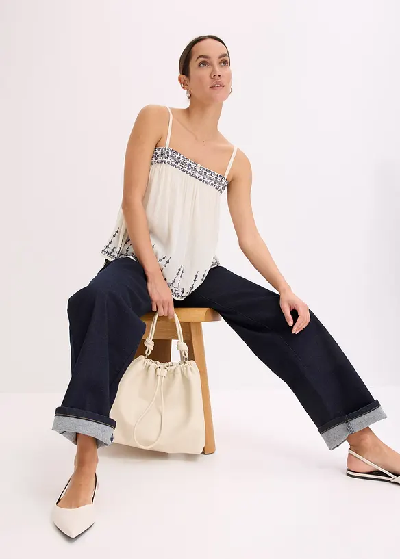 Linne med broderi, bonprix