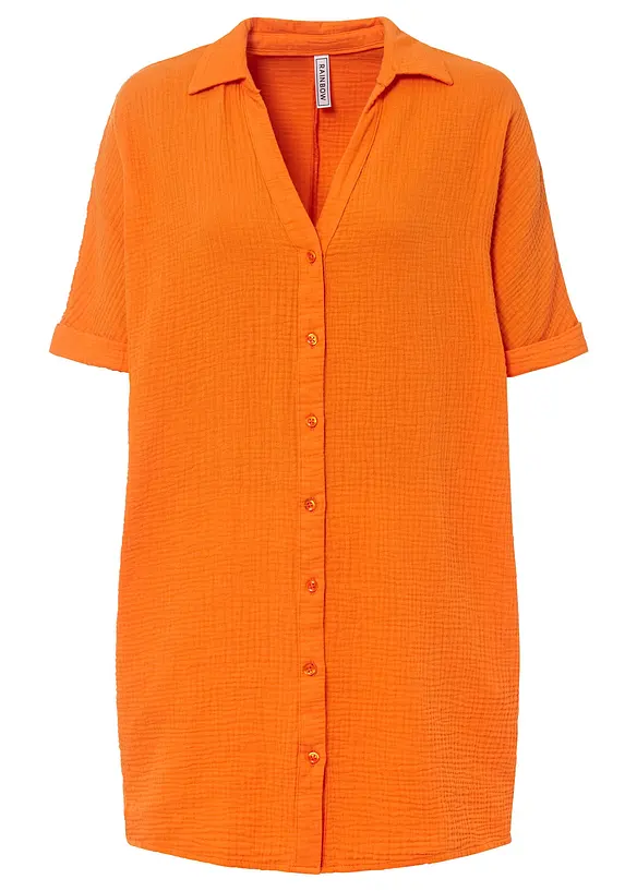 L&aring;ng muslinblus i oversizemodell av bomullsmuslin, bonprix