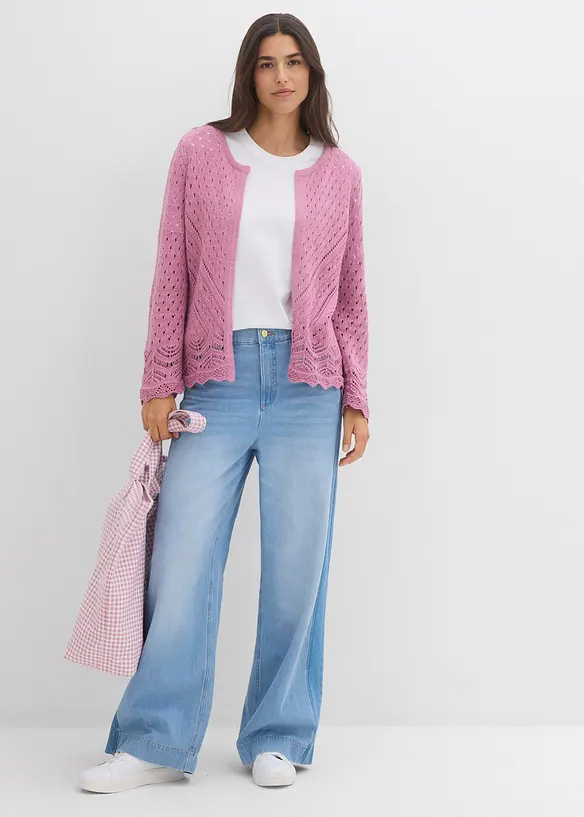 H&aring;lm&ouml;nstrad cardigan i bomull, bonprix