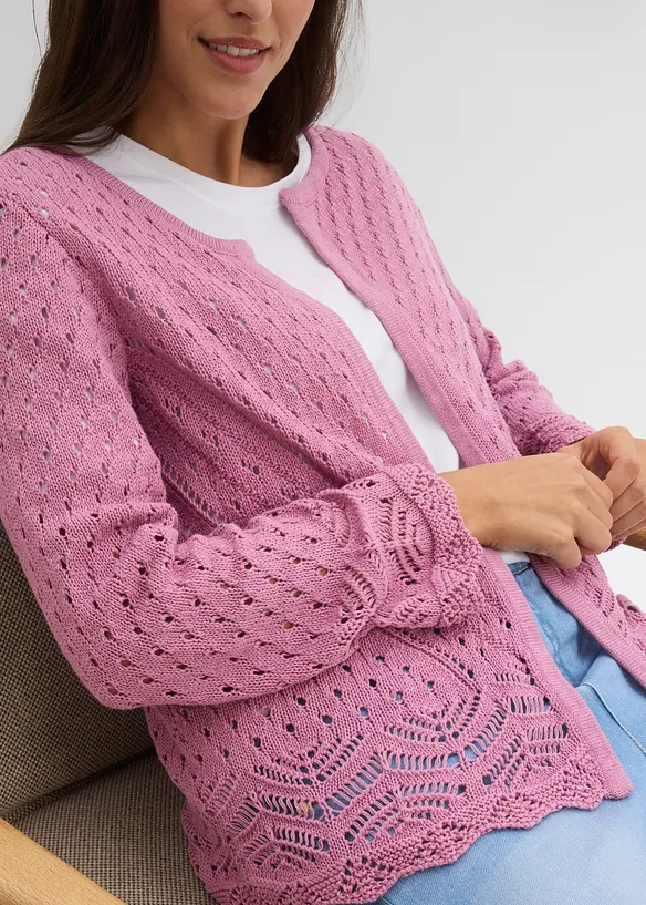 H&aring;lm&ouml;nstrad cardigan i bomull, bonprix