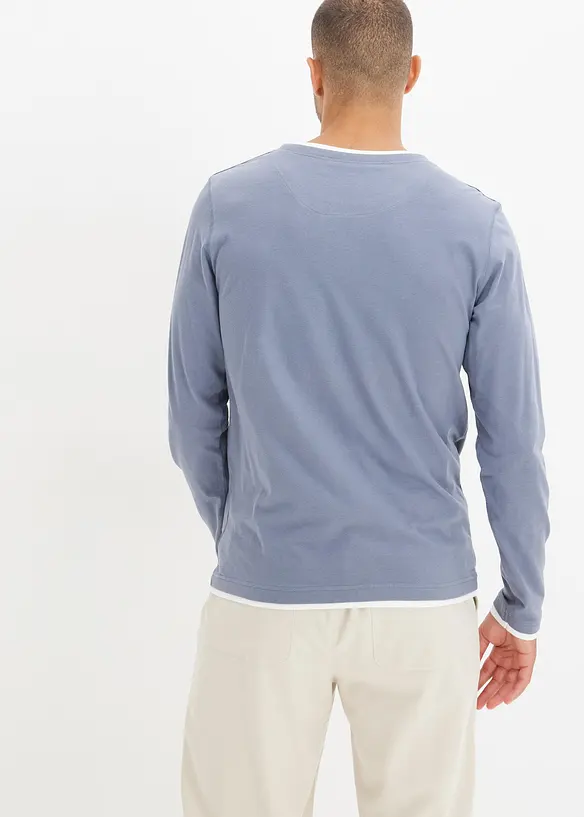 L&aring;ng&auml;rmad T-shirt med 2-i-1-look (2-pack), bonprix
