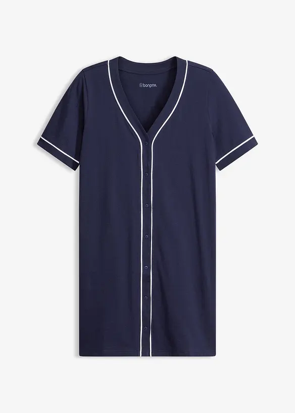 Kort nattlinne i bomull med knappsl&aring;, bonprix