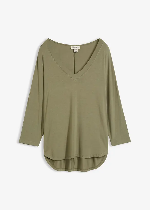 Topp med 3/4-&auml;rm i elastisk viskos, bonprix