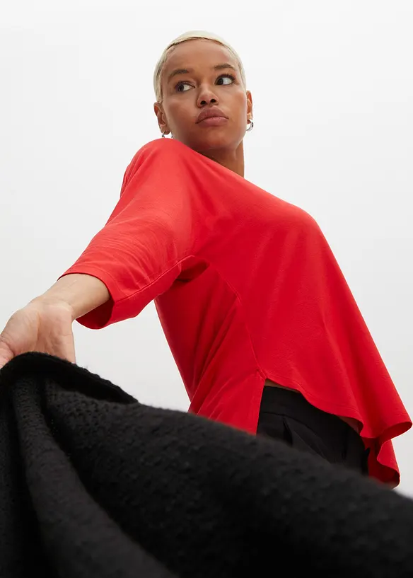 Topp med 3/4-&auml;rm i elastisk viskos, bonprix