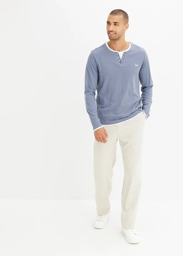 L&aring;ng&auml;rmad T-shirt med 2-i-1-look (2-pack), bonprix