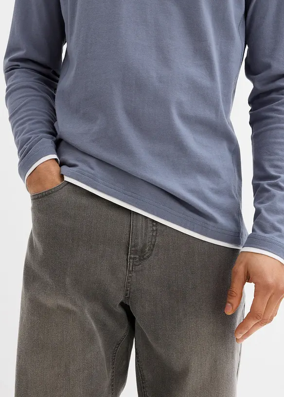 L&aring;ng&auml;rmad T-shirt med 2-i-1-look (2-pack), bonprix