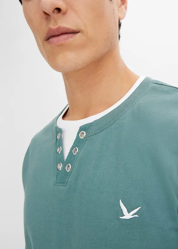 L&aring;ng&auml;rmad T-shirt med 2-i-1-look (2-pack), bonprix