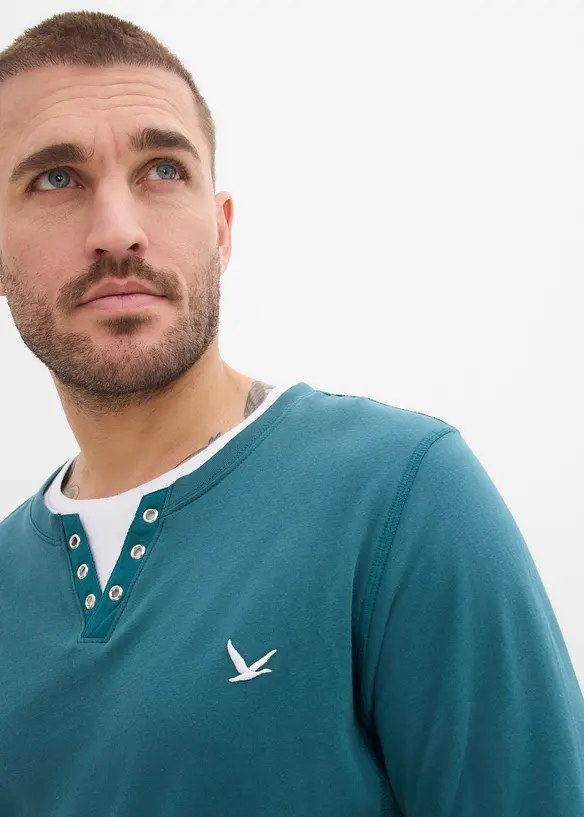 L&aring;ng&auml;rmad T-shirt med 2-i-1-look (2-pack), bonprix