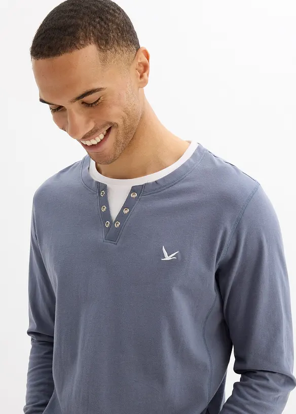 L&aring;ng&auml;rmad T-shirt med 2-i-1-look (2-pack), bonprix