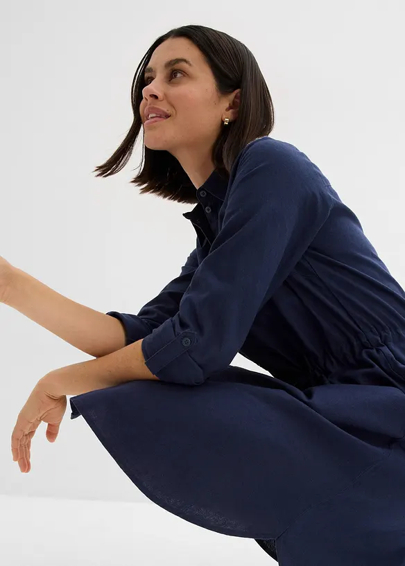 Skjortkl&auml;nning i lin och bomull, bonprix