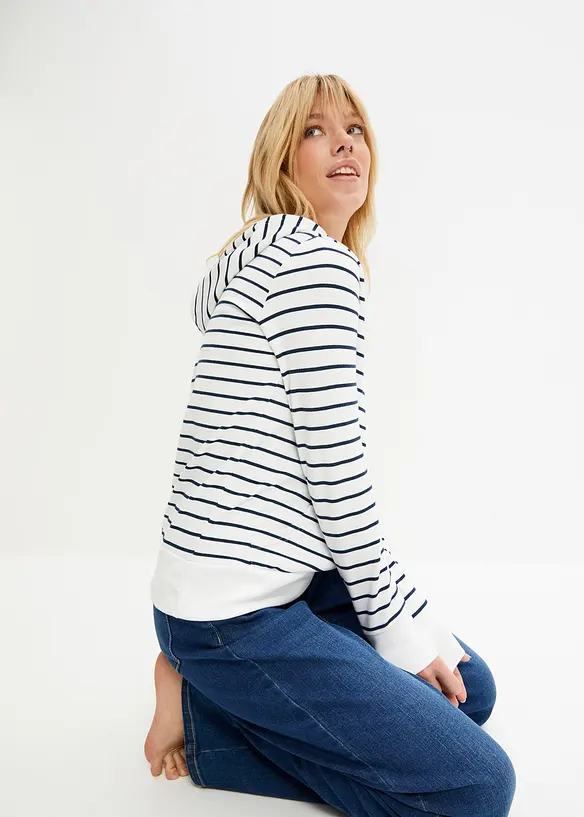 Sweatshirt med luva i bomullsmix, bonprix