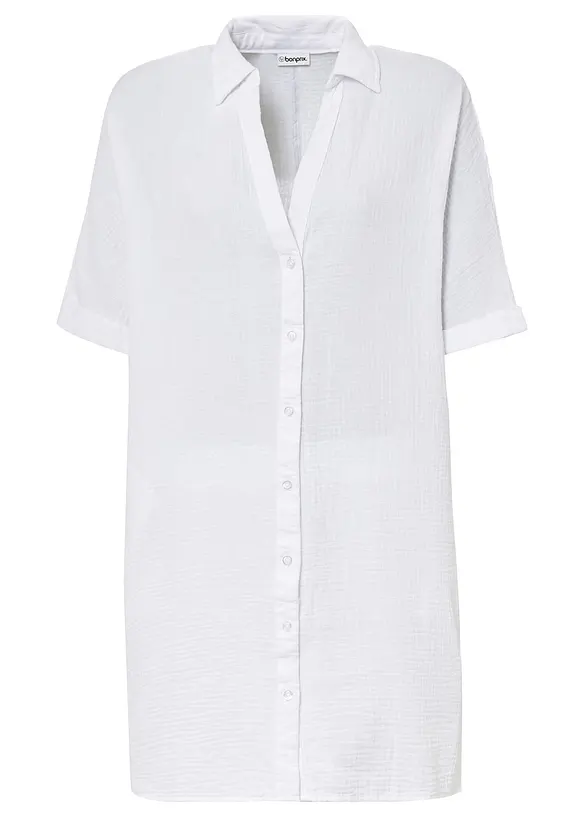 L&aring;ng muslinblus i oversizemodell av bomullsmuslin, bonprix