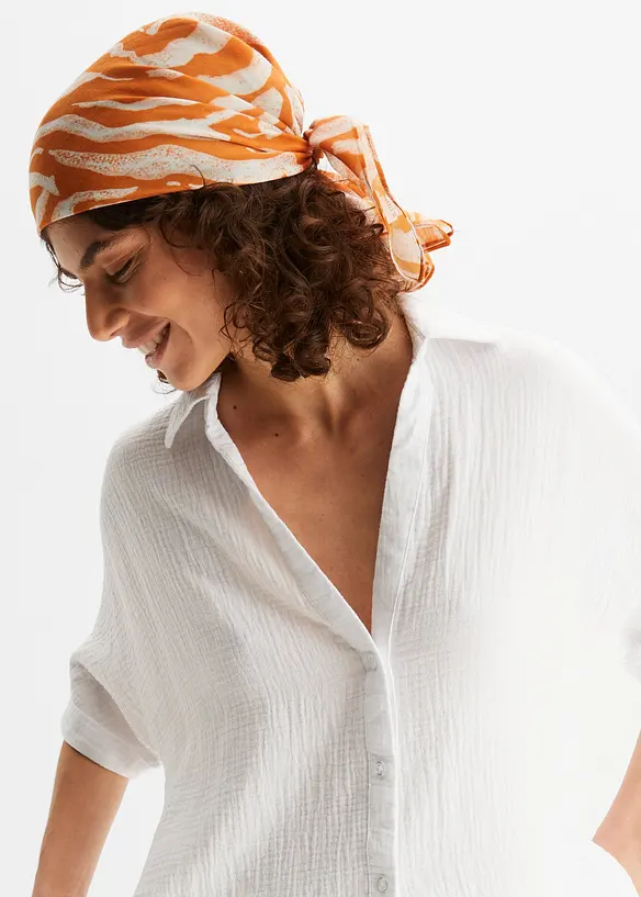 L&aring;ng muslinblus i oversizemodell av bomullsmuslin, bonprix