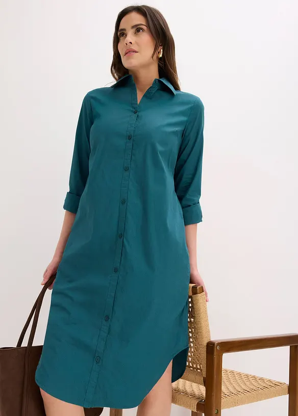 Skjortkl&auml;nning i bomullspoplin, bonprix