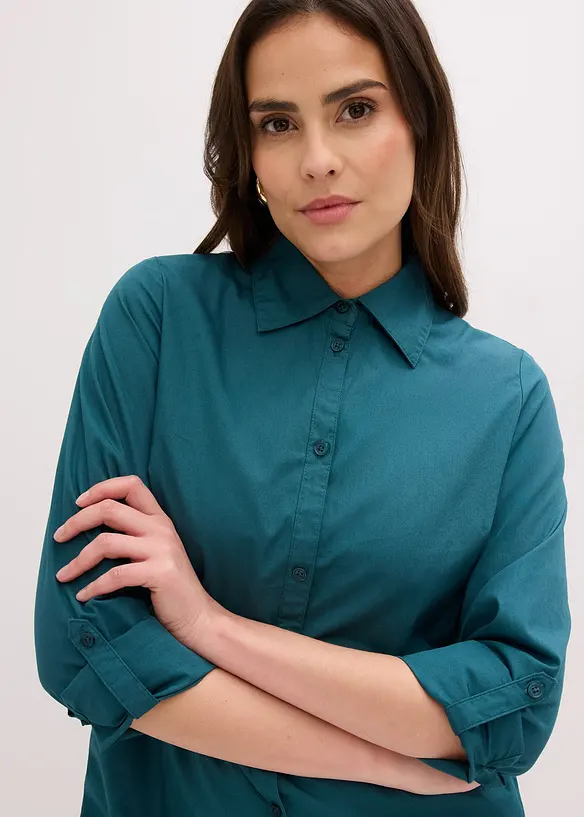 Skjortkl&auml;nning i bomullspoplin, bonprix