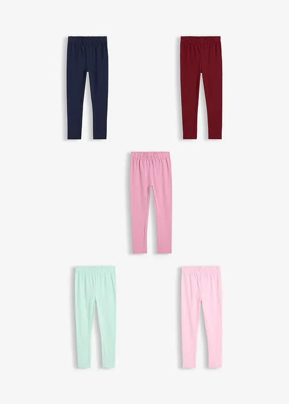 Leggings i ekologisk bomull med stretch (5-pack), bonprix