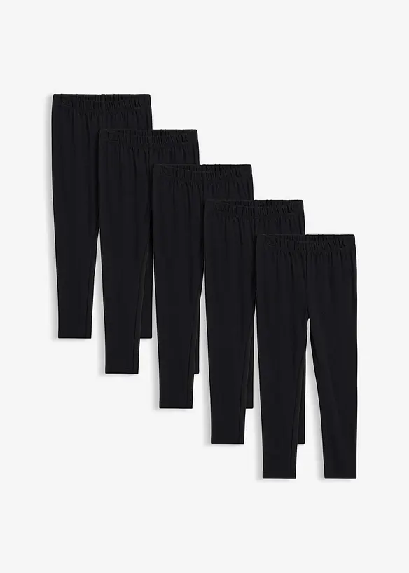 Leggings i ekologisk bomull med stretch (5-pack), bonprix