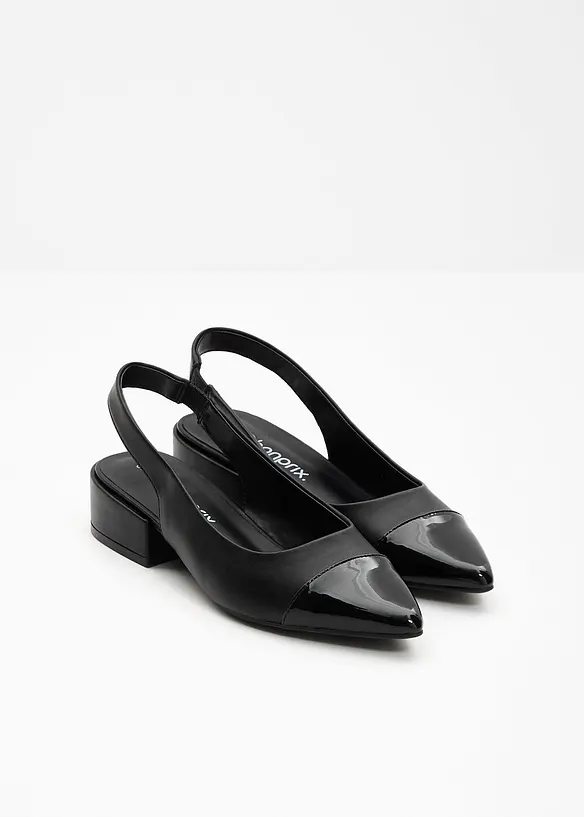 Slingbackpumps med l&aring;g blockklack, bonprix