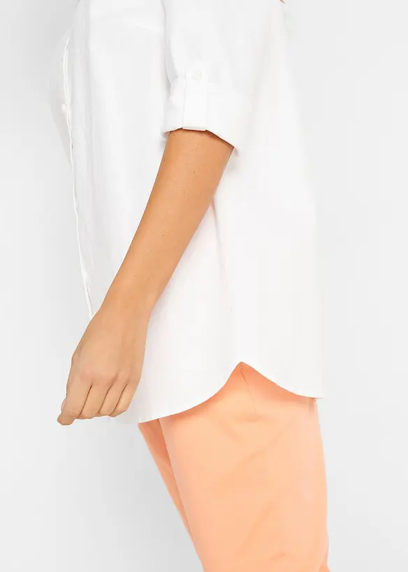 Blus i linneblandning med 3/4-&auml;rm, bonprix