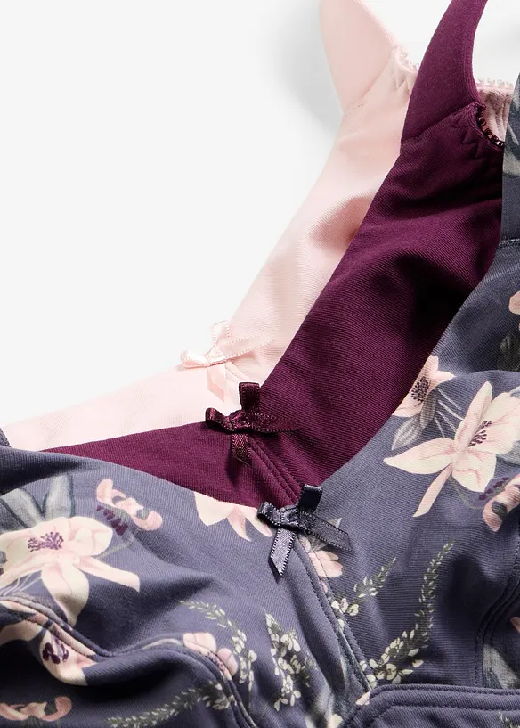 BH utan bygel, med ekologisk bomull (3-pack), bonprix