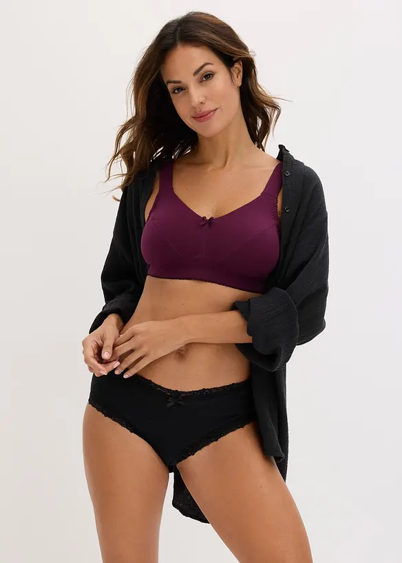 BH utan bygel, med ekologisk bomull (3-pack), bonprix